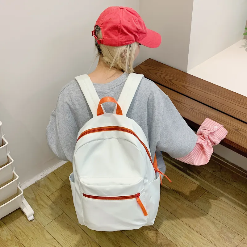 WICKBUEN Nylon Fabric Backpack Regular Unisex White/Black/Yellow-3