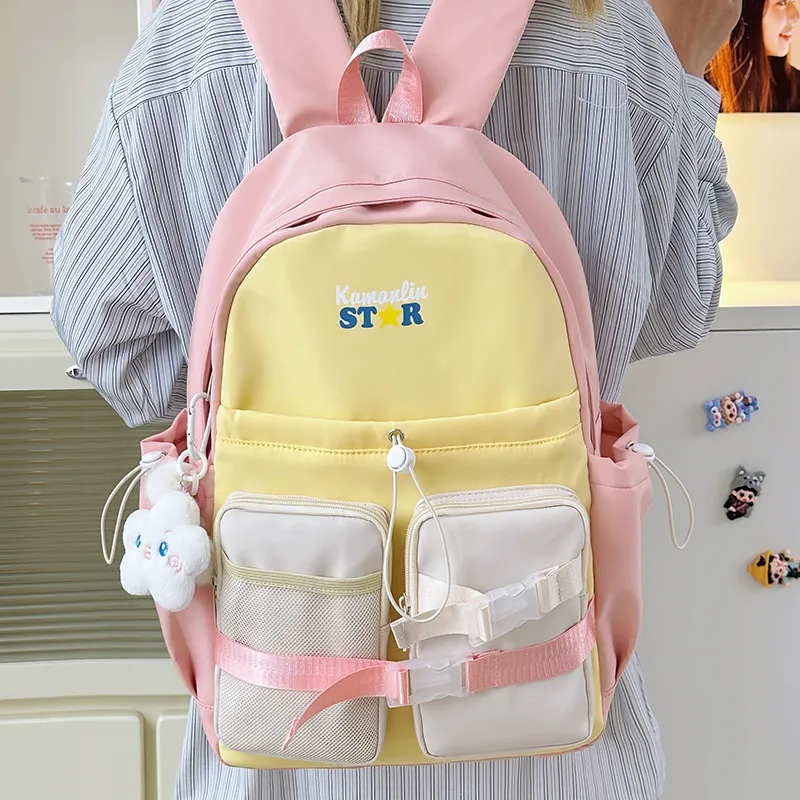 WICKBUEN Nylon Backpack Women's Blue/Pink/White/Black-10