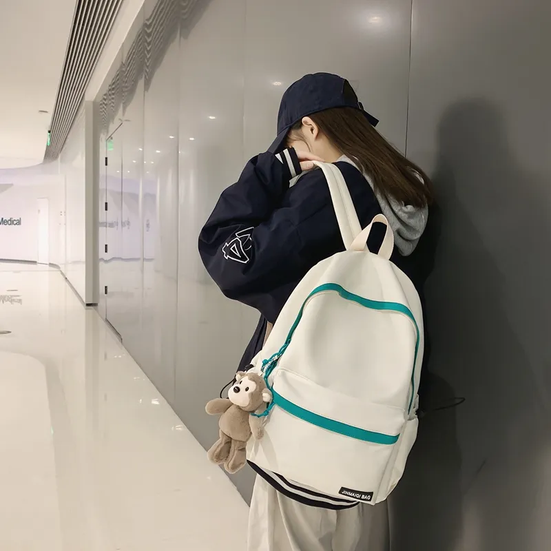 WICKBUEN Nylon Backpack Unisex White/Black/Purple/Green-3