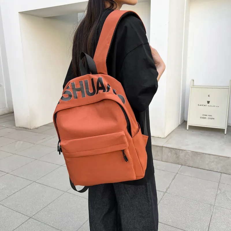 WICKBUEN Fabric Backpack Regular Unisex White/Black/Orange/Green-17
