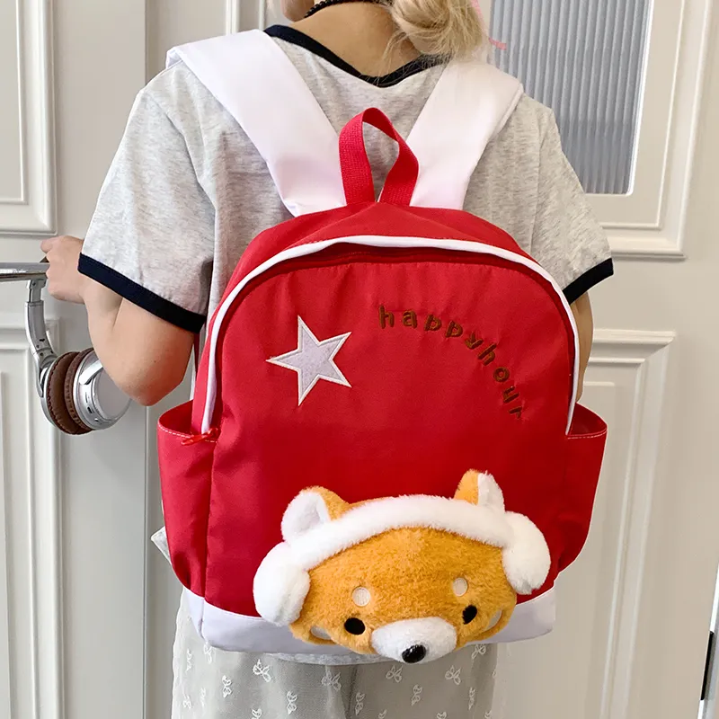 WICKBUEN Nylon Fabric Backpack Regular Unisex White/Pink/Red/Blue-17