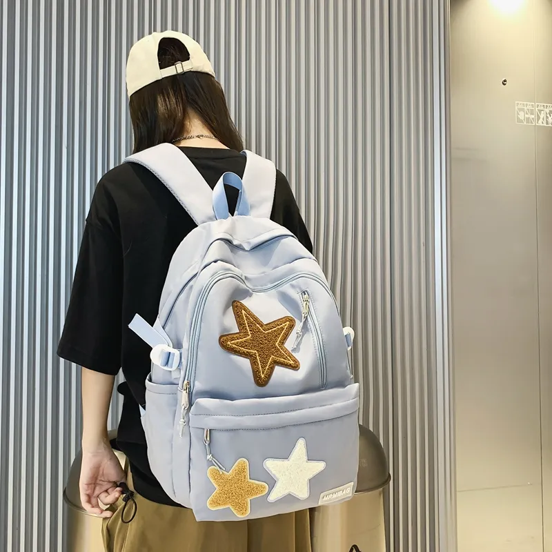 WICKBUEN Nylon Backpack Regular Unisex Black/Red/Brown/Blue/White-10