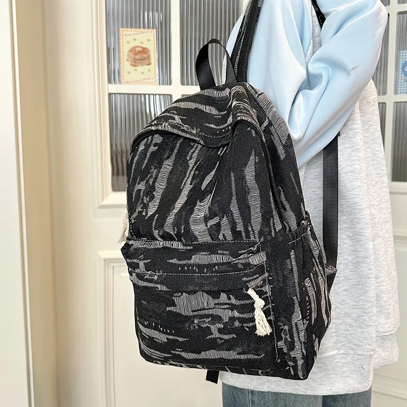 WICKBUEN Denim Backpack Unisex Light Blue/Dark Blue/Black-15