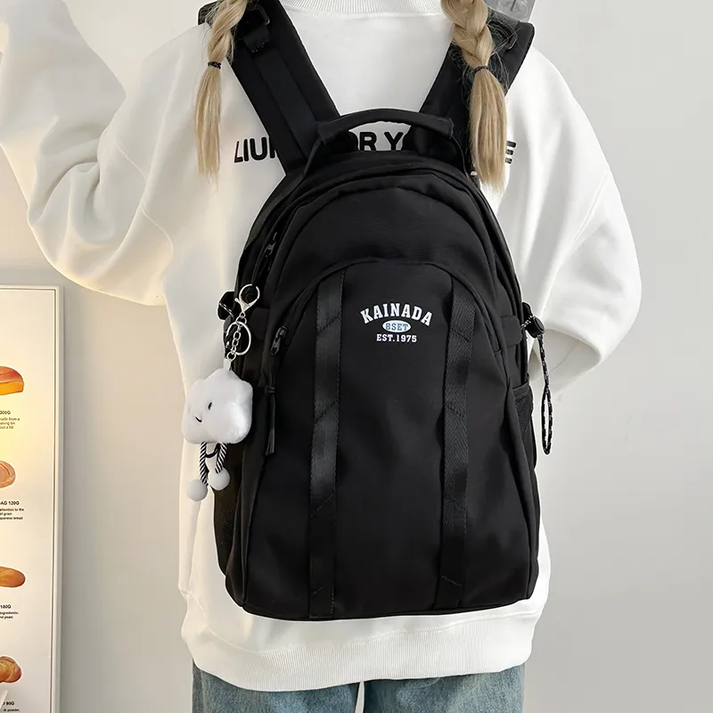 WICKBUEN Nylon Backpack Unisex White/Black-10