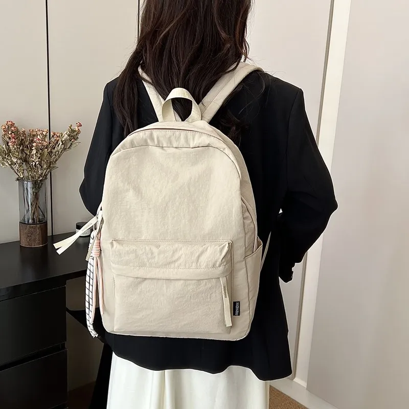 WICKBUEN Nylon Backpack Unisex Purple/Black/Green/Yellow-18