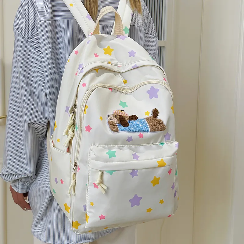 WICKBUEN Nylon Backpack Tubas Women's White/Yellow/Blue-1
