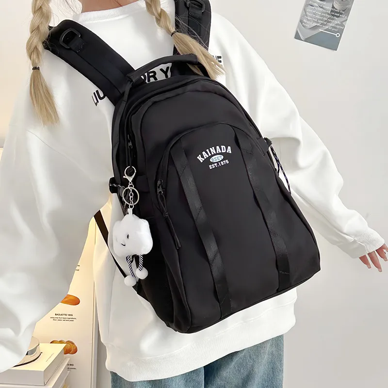 WICKBUEN Nylon Backpack Unisex White/Black-8