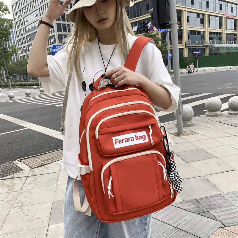 WICKBUEN Oxford Backpack Regular Unisex Orange Red/White/Black-7
