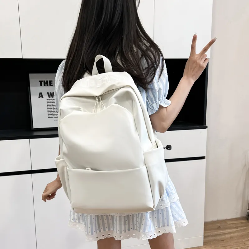 WICKBUEN Fabric Short Trip Travel Backpack Unisex White/Black/Red/Blue-2