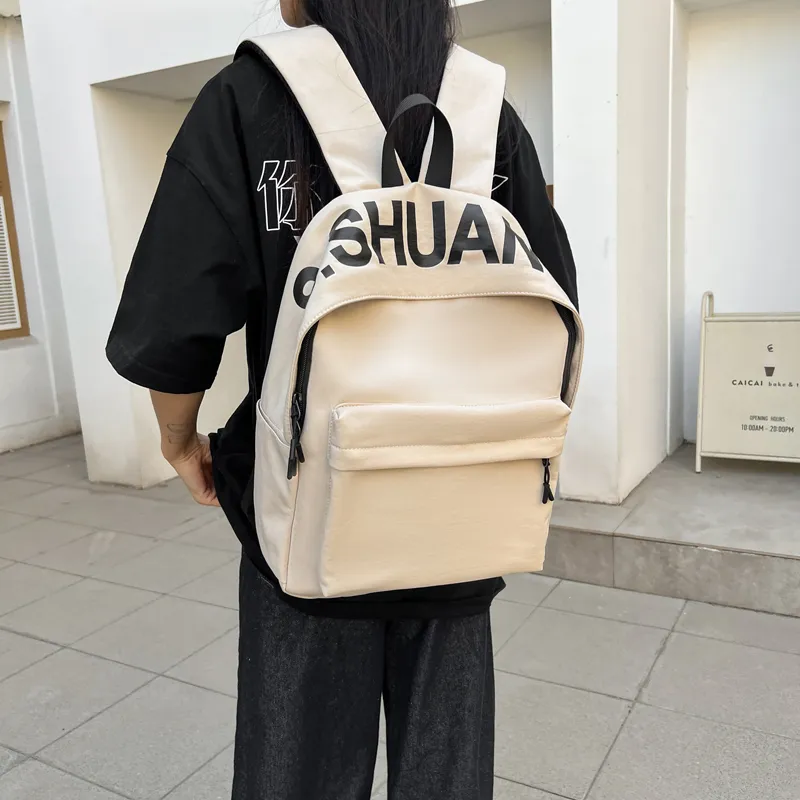 WICKBUEN Fabric Backpack Regular Unisex White/Black/Orange/Green-2