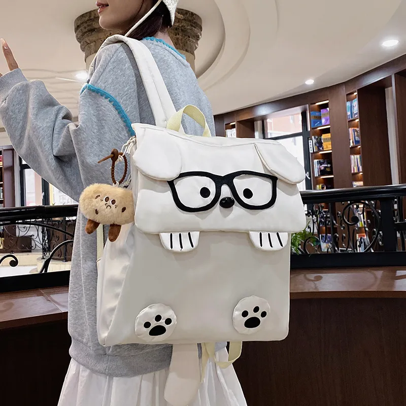 WICKBUEN Fabric Backpack Unisex White/Black/Khaki-2