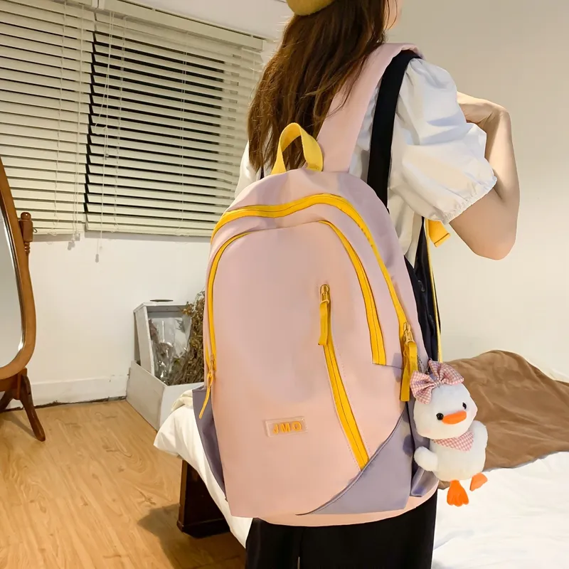 WICKBUEN Nylon Backpack Unisex Ecru/Black/Pink/Blue-10