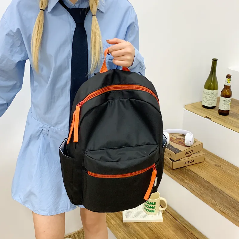 WICKBUEN Nylon Fabric Backpack Regular Unisex White/Black/Yellow-16