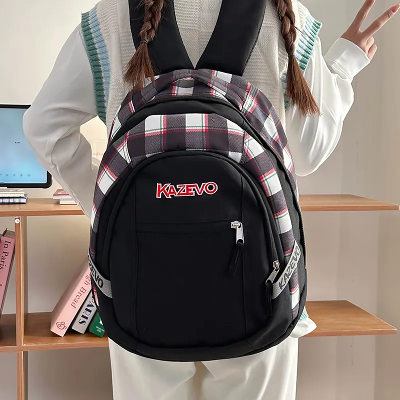 WICKBUEN Nylon Backpack Unisex White/Black/Purple/Pink-10