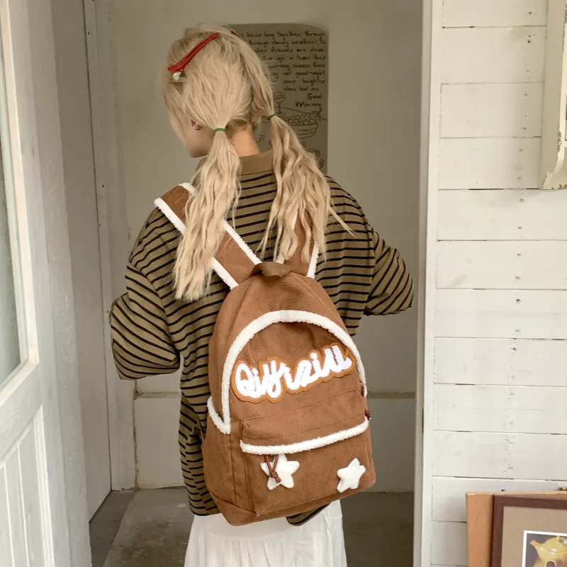 WICKBUEN Fabric Backpack Women's Black/Coffee-9