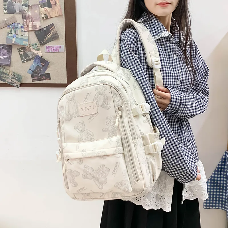 WICKBUEN Nylon Backpack Unisex Ecru/Black/Gray/Purple-3