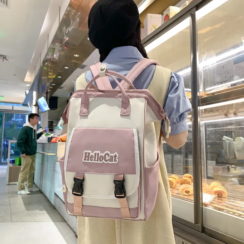 WICKBUEN Nylon Backpack Unisex Black/Pink/Khaki/Purple-12