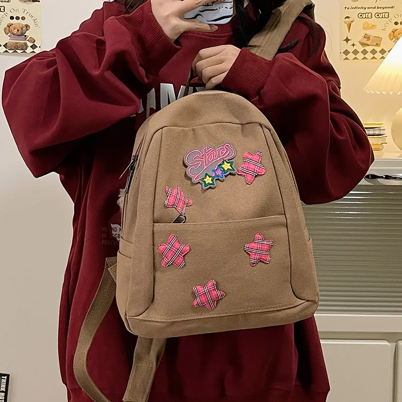 WICKBUEN Canvas Backpack Women's White/Brown-11