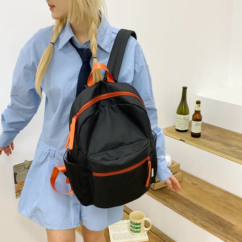 WICKBUEN Nylon Fabric Backpack Regular Unisex White/Black/Yellow-14