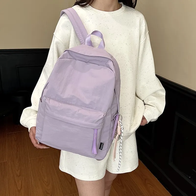WICKBUEN Nylon Backpack Unisex Purple/Black/Green/Yellow-5
