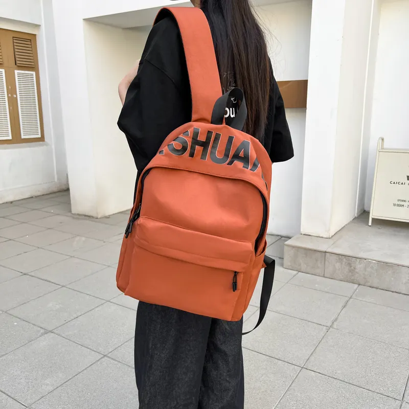 WICKBUEN Fabric Backpack Regular Unisex White/Black/Orange/Green-15