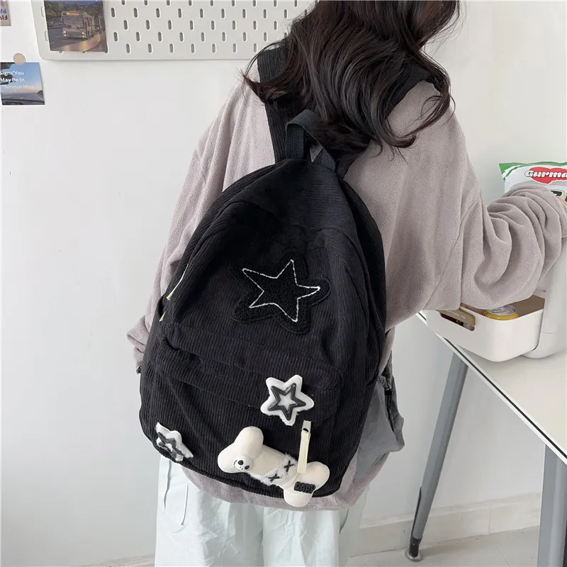 WICKBUEN Corduroy Backpack Unisex Ecru/Black-9