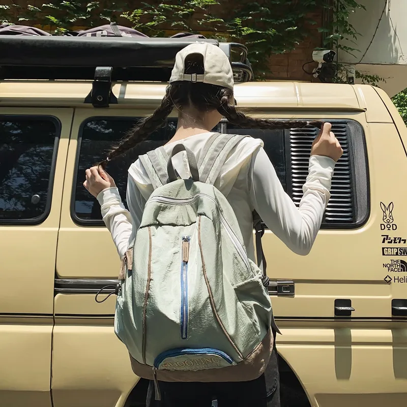 WICKBUEN Nylon With Suede Backpack Unisex Multicolor-16