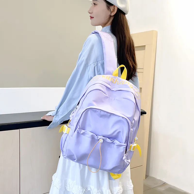 WICKBUEN Nylon Backpack Regular Unisex White/Black/Green/Purple/Pink-19