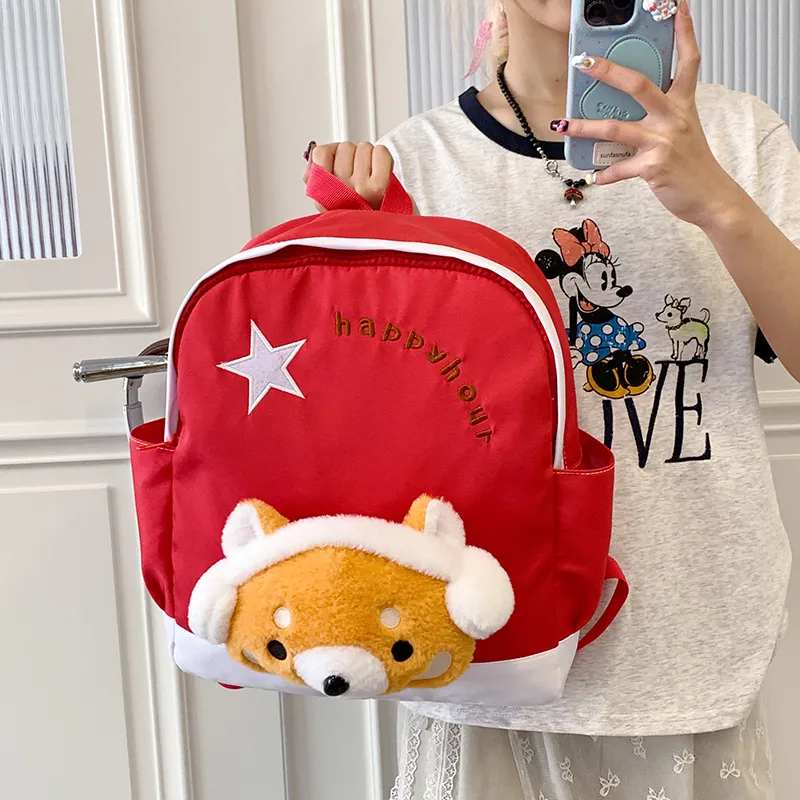 WICKBUEN Nylon Fabric Backpack Regular Unisex White/Pink/Red/Blue-13