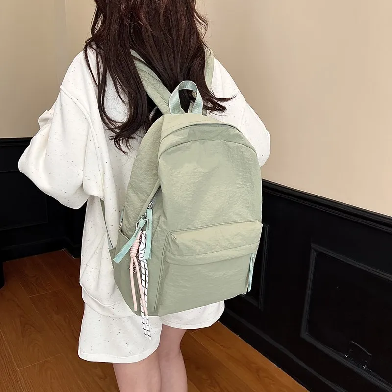 WICKBUEN Nylon Backpack Unisex Purple/Black/Green/Yellow-12