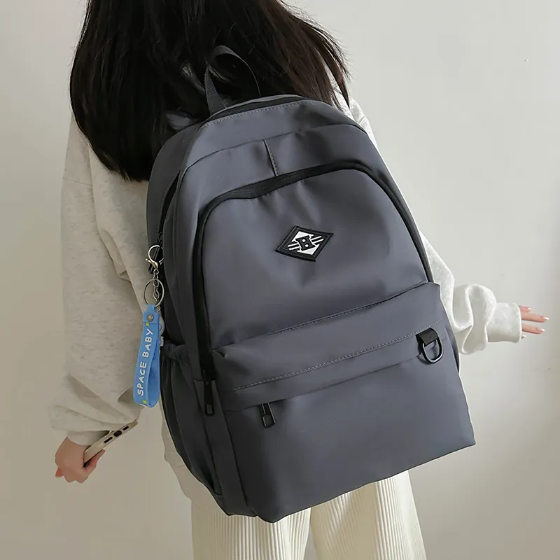 WICKBUEN Nylon Backpack Unisex Gray/Black/Red/White-11