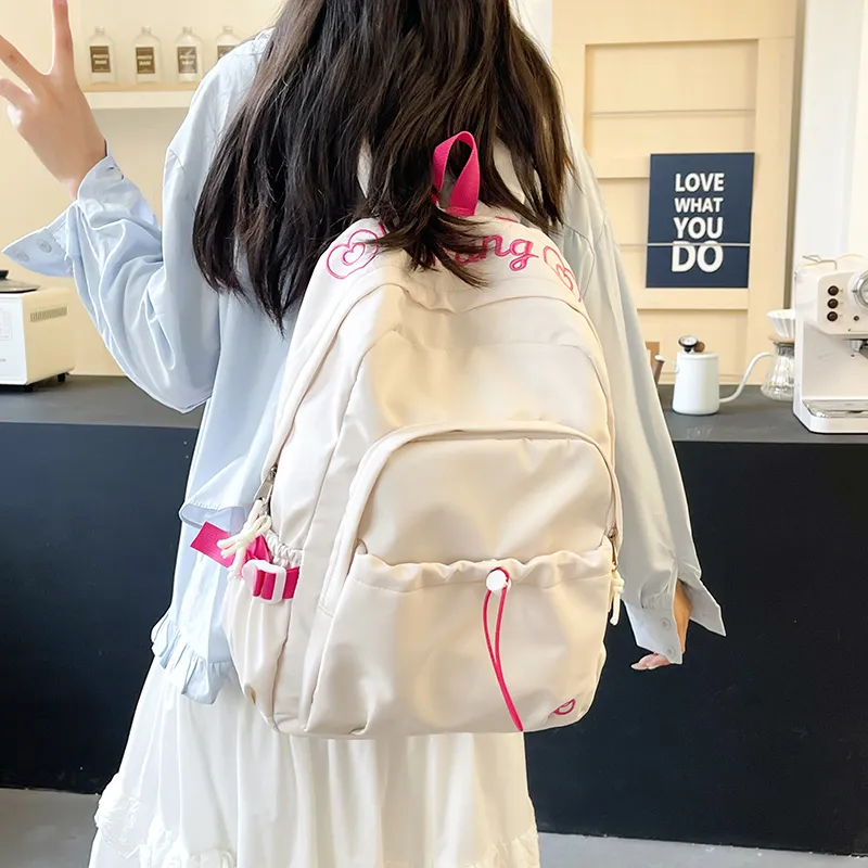 WICKBUEN Nylon Backpack Regular Unisex White/Black/Green/Purple/Pink-1