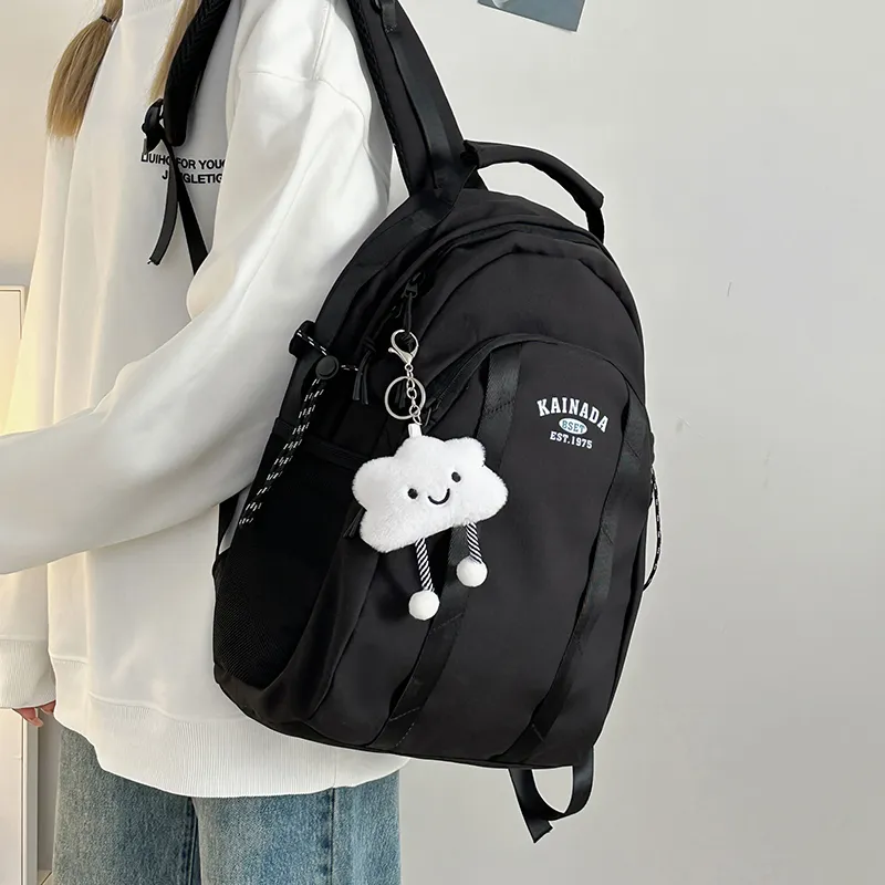 WICKBUEN Nylon Backpack Unisex White/Black-12