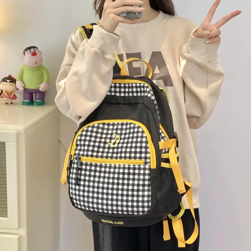 WICKBUEN Fabric Backpack Unisex Yellow/Black-10