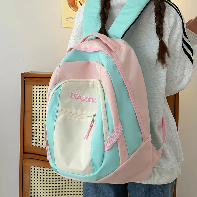 WICKBUEN Nylon Backpack Unisex White/Black/Purple/Pink-19