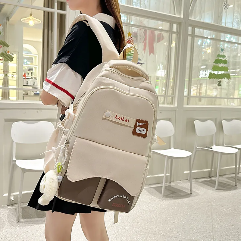 WICKBUEN Nylon Backpack Regular Unisex Ecru/Black-3