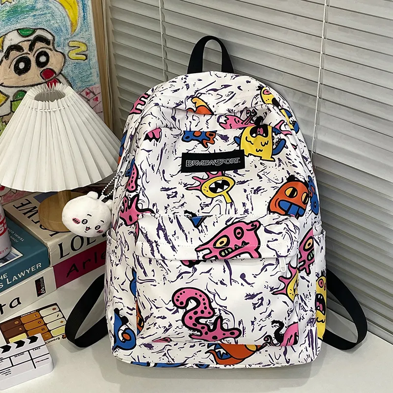 WICKBUEN Nylon Backpack Unisex Green/Purple/Red/Yellow/Black-26