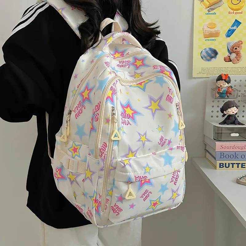 WICKBUEN Polyester Backpack Regular Women's White/Black/Purple/Green-1