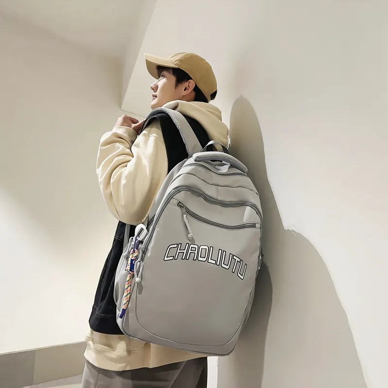 WICKBUEN Nylon Backpack Regular Unisex White, Black, Gray/Burgundy-14