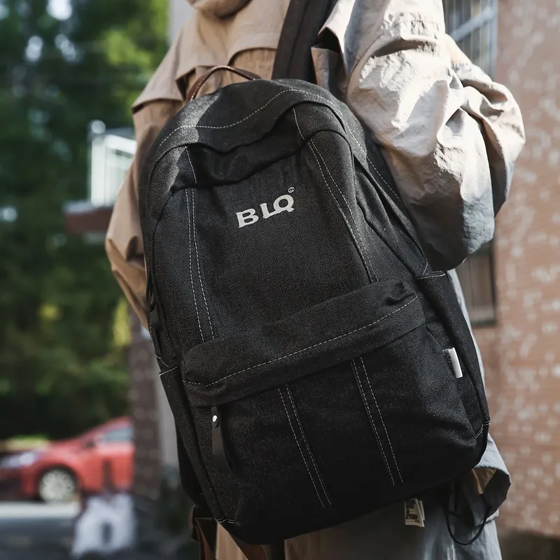 WICKBUEN Denim Backpack Unisex Black/Light Blue/Blue-18