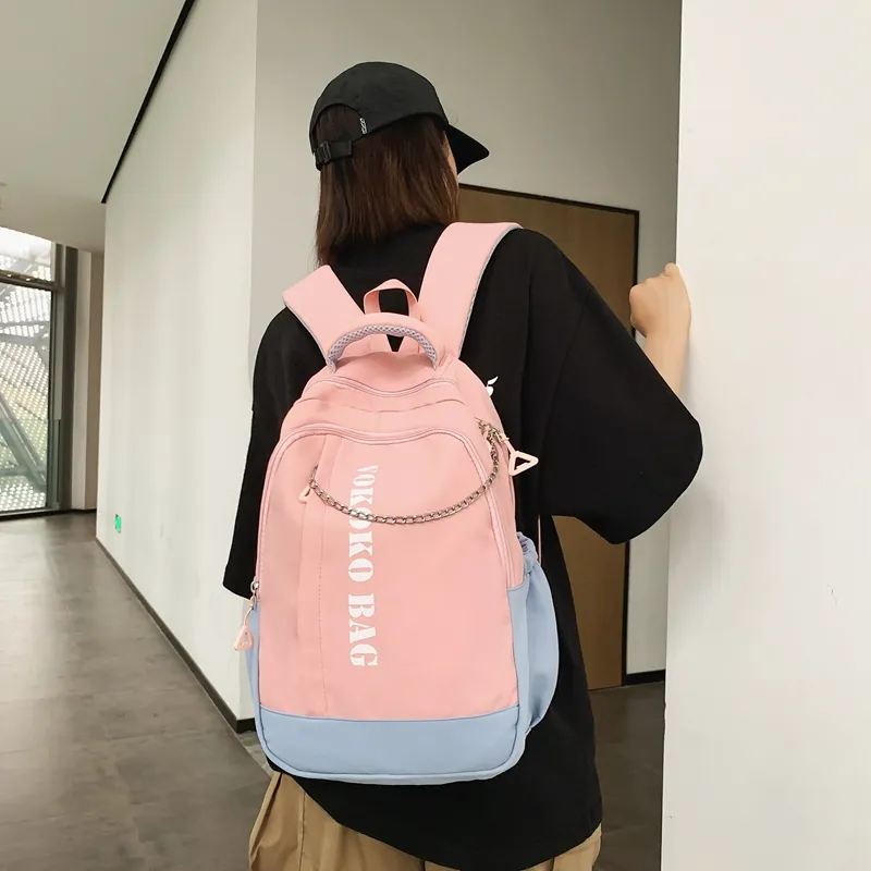 WICKBUEN Nylon Backpack Regular Unisex Blue/Burgundy/Pink-17