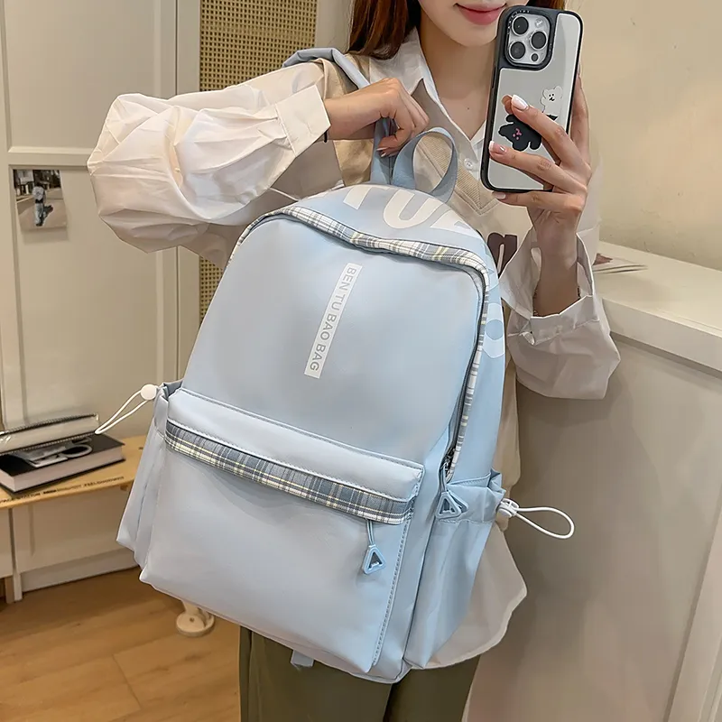 WICKBUEN Nylon Backpack Unisex White/Black/Pink/Blue-19