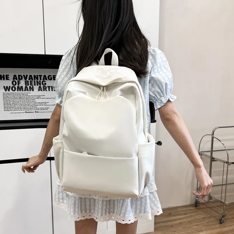 WICKBUEN Fabric Short Trip Travel Backpack Unisex White/Black/Red/Blue-1