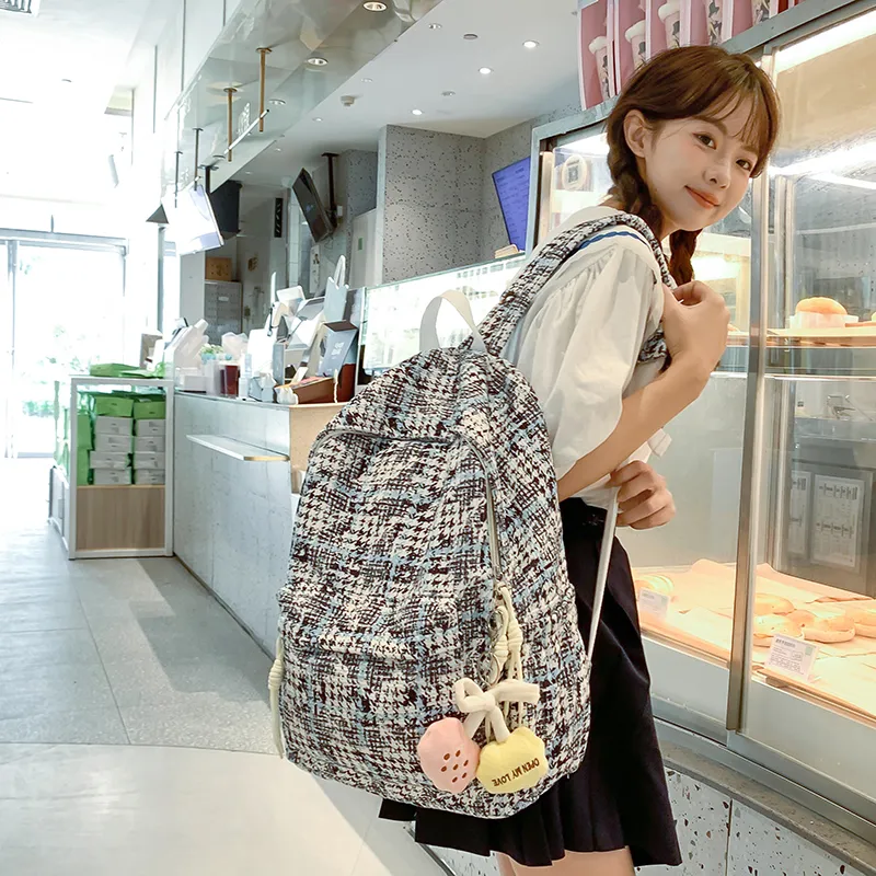 WICKBUEN Nylon Backpack Unisex Black/Blue/Brown-11