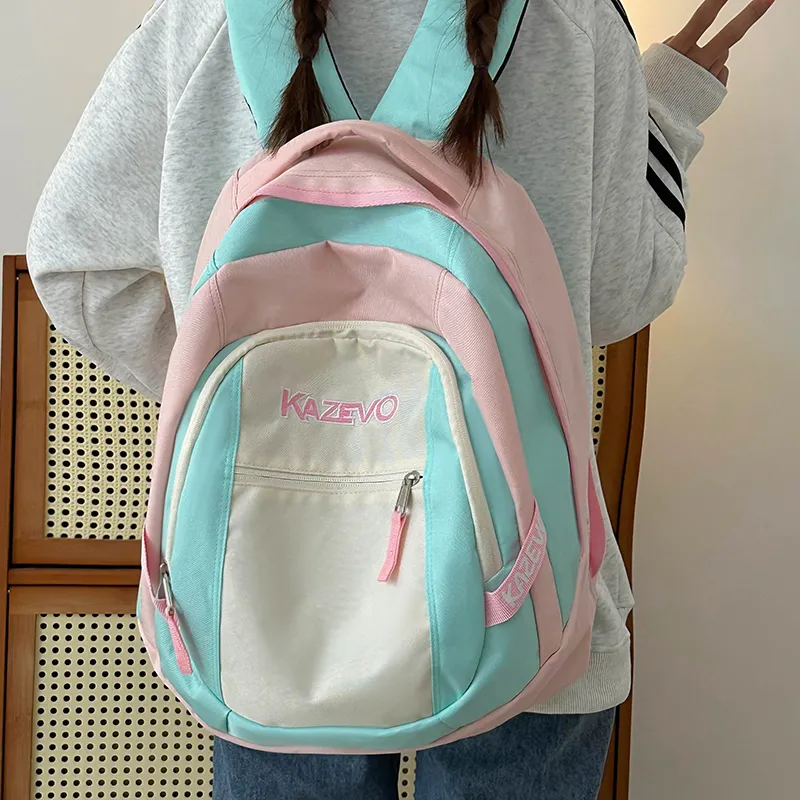 WICKBUEN Nylon Backpack Unisex White/Black/Purple/Pink-22