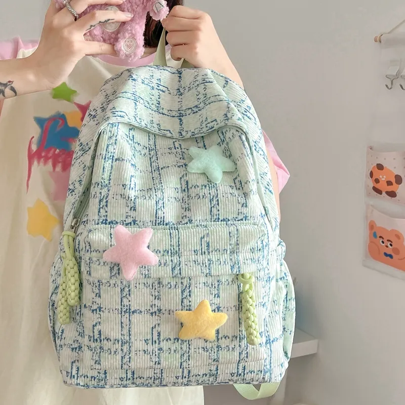 WICKBUEN Composite Cloth Backpack Women's Pink/Green/Blue-10