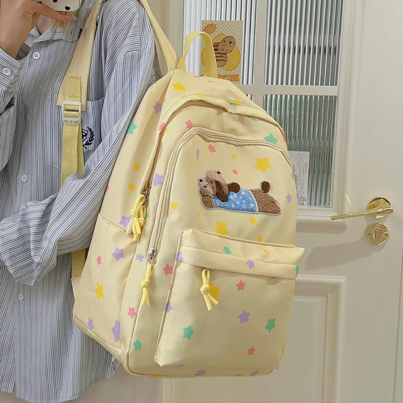 WICKBUEN Nylon Backpack Tubas Women's White/Yellow/Blue-10