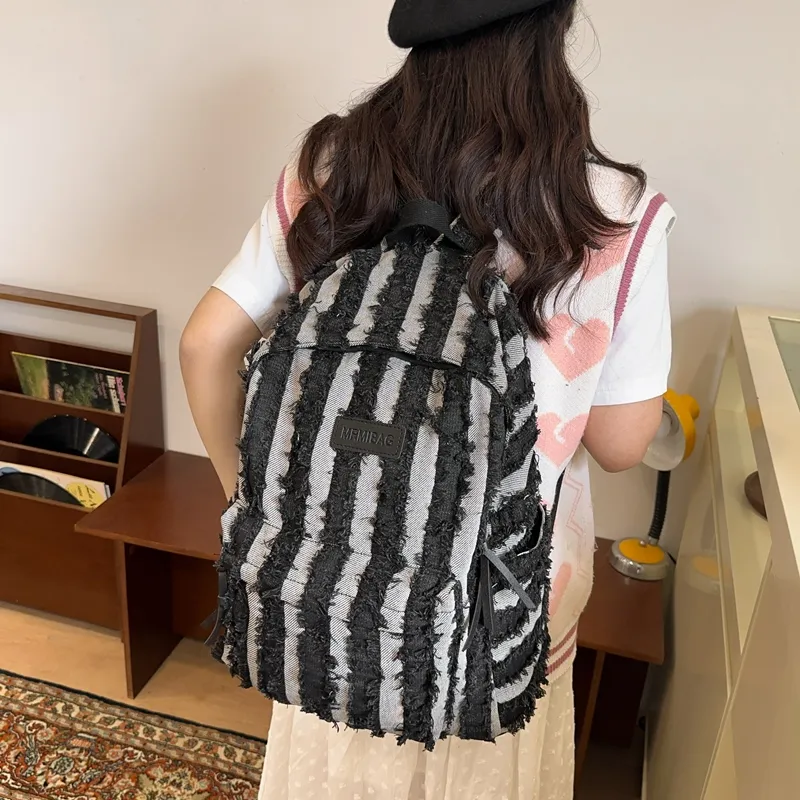 WICKBUEN Denim Backpack Unisex Black/dark Blue/blue-4