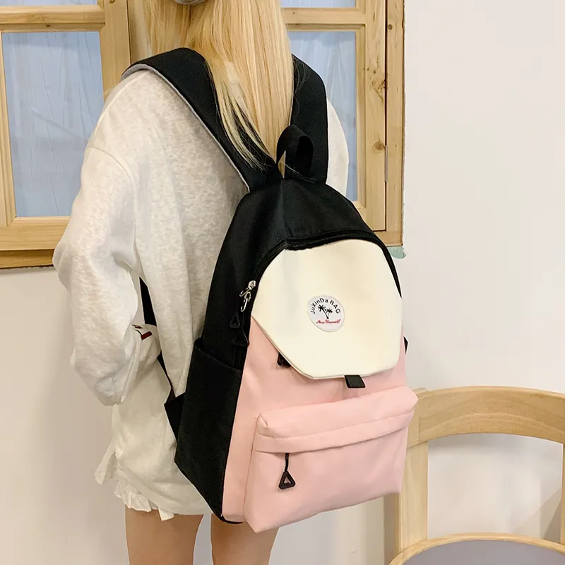 WICKBUEN Nylon Fabric Backpack Regular Unisex Navy Blue/Pink/Blue-23