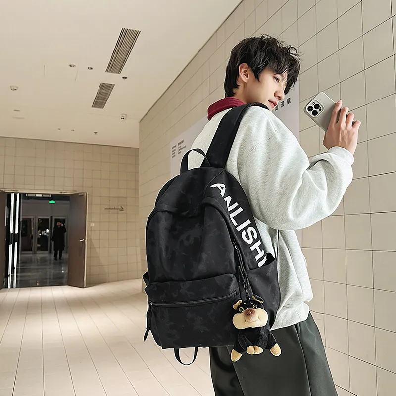WICKBUEN Nylon Backpack Unisex White/Black/Red/Green-8